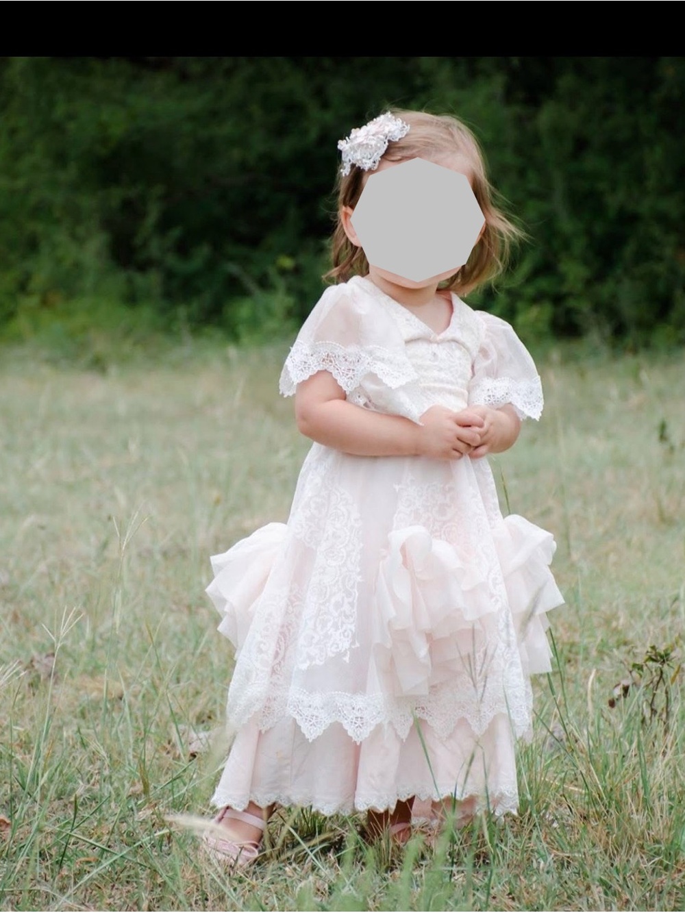 Dollcake Pale Pink Lace Ruffle Formal Dress for Girls